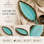 Handcrafted ceramic leaf platter for dining and home decor