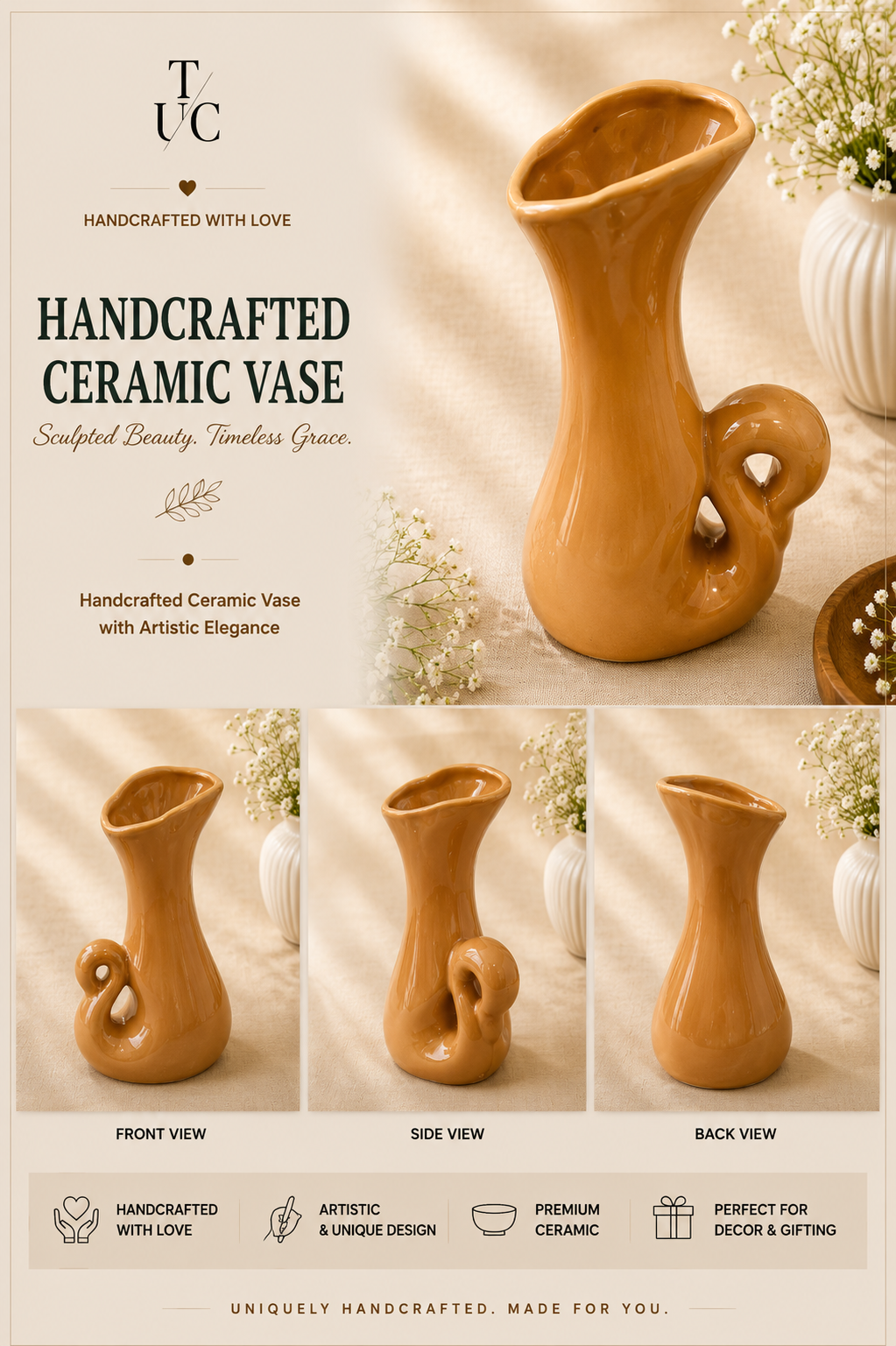 Artistic Ceramic Vase Artistic handcrafted ceramic vase for modern home decor