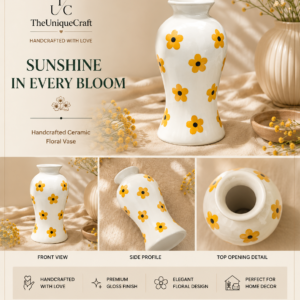 Home Handcrafted ceramic floral vase for elegant home decor