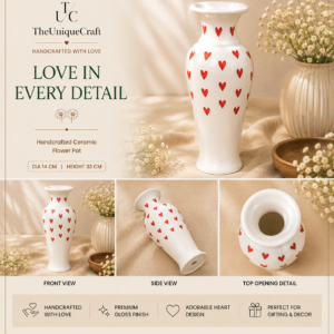 Home Handcrafted ceramic heart design flower vase for elegant home decor