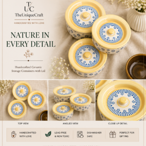 Handcrafted ceramic storage containers with lid for elegant kitchen organization.