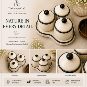 Home Handcrafted ceramic storage jar set for elegant kitchen organization