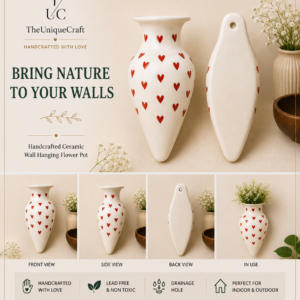 Home Handcrafted ceramic wall hanging vase for modern home decor