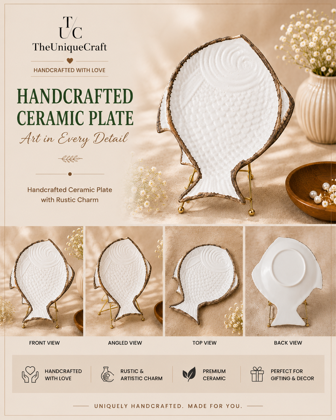 Handcrafted Ceramic Fish Plate Handcrafted ceramic fish plate for artistic dining and home decor