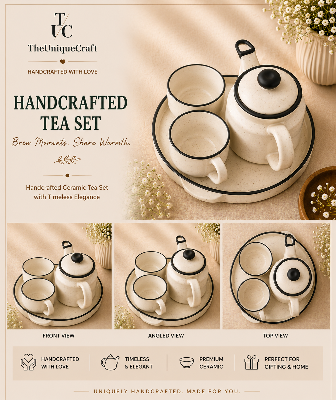 Handcrafted Ceramic Tea Set Handcrafted ceramic tea set for elegant tea serving and modern dining