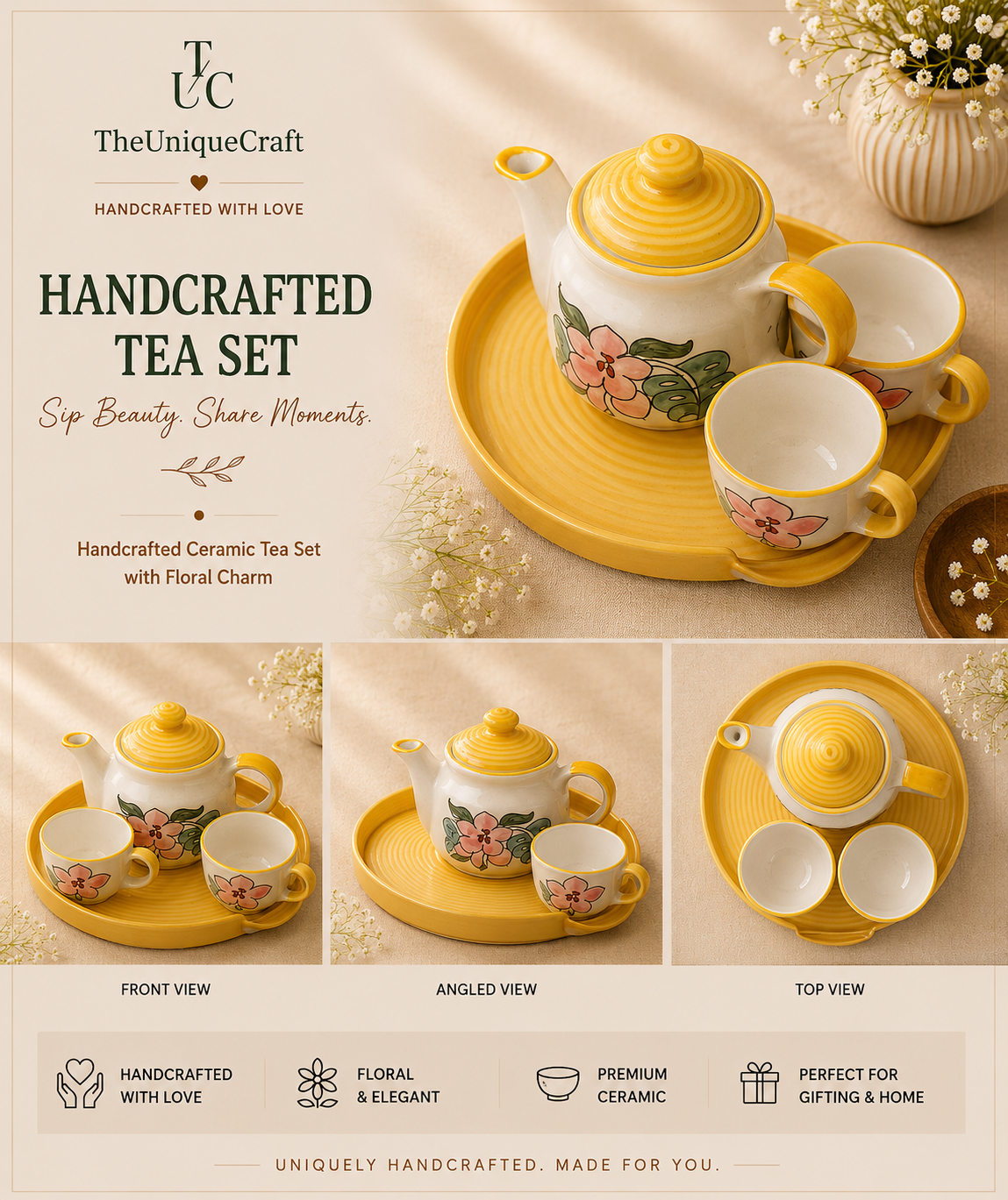 Handcrafted Ceramic Tea Set Handcrafted ceramic tea set for elegant tea serving and modern dining